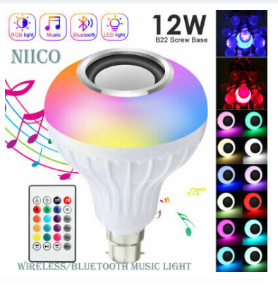 Smart Music Led Light Bulb With Remote Control & Bluetooth Speaker