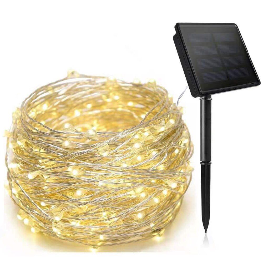 300LED Solar String Fairy Lights Waterproof Outdoor Garland Solar Power Lamp Christmas Lights For Garden Decoration 8 Modes--Muticolor light--100LED 12Meters