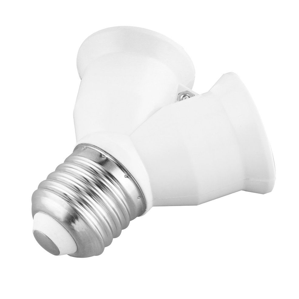 E27 to E27 One-Divided-Two Light Bulb Base Durable Y Shape Lamp Bulb Splitter