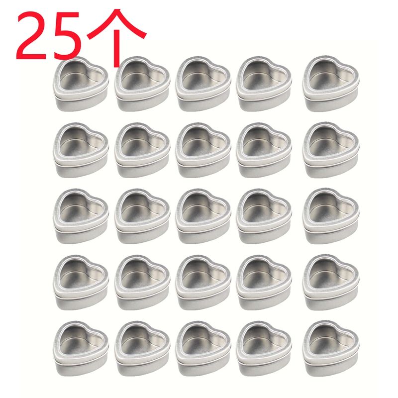 25-Pack 2Oz Empty Heart Shaped galactic Metal Tins with Clear Window for Candle Making, Candies, Gifts & Treasures