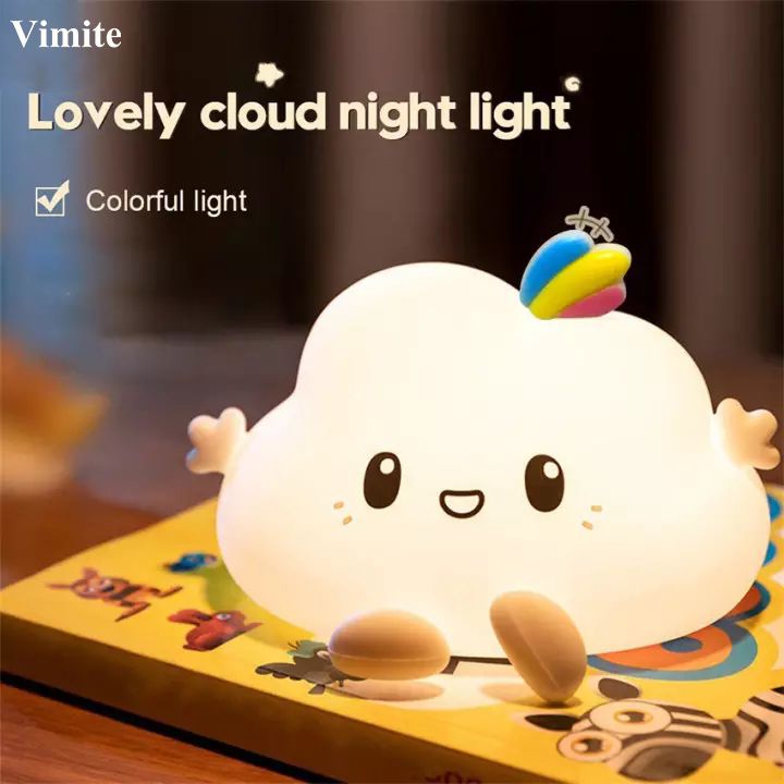Vimite Cute Cloud Night Light LED - Operation Color Room Light Decoration Bedroom Eye Protection Baby Sleeping Bedside Table Lamp for Kids Boy Girl Birthday Gift Christmas