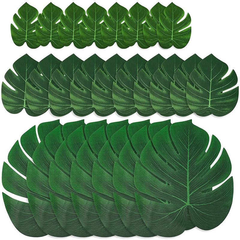 120 Pcs Artificial Tropical Palm Leaves, Faux Palm Leaves Green Fake Leaves for Hawaiian Luau Party Decorations