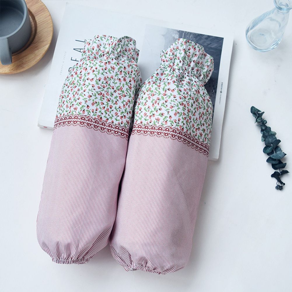 GC Sleeves Household Antifouling Waterproof Long Floral Sleeve Portable Kitchen Cooking Tool color:Coffee