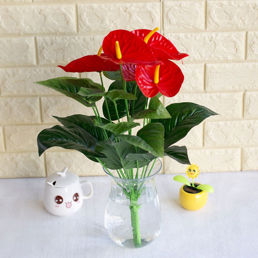 1 Bouquet/18Pcs Leaves Artificial Flower Anthurium Simulation Office Decoration