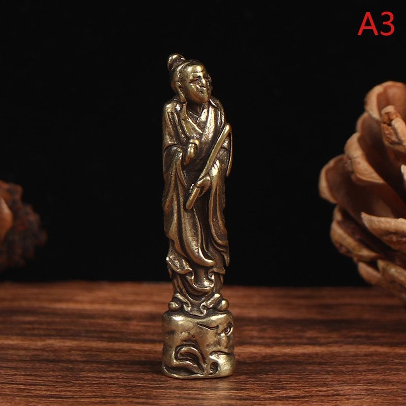 Handmade retro Brass TEight Immortals Crossing tSea statue DIY desktop ornament Miniature Fitting Pendant accessories