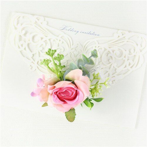 YO CHO Wedding Planner Roses Artificial Silk Flower Wrist Corsage Bracelet Groom Boutonniere White Wedding Men Marriage Flowers