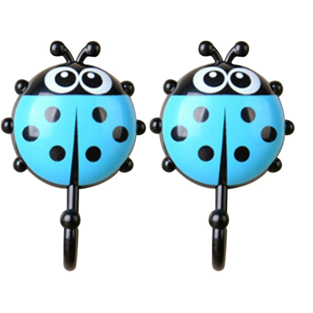 2 Pcs Cute Cartoon Ladybug Bee Suction Wall Mount Hooks Bathroom Kitchen Hooks