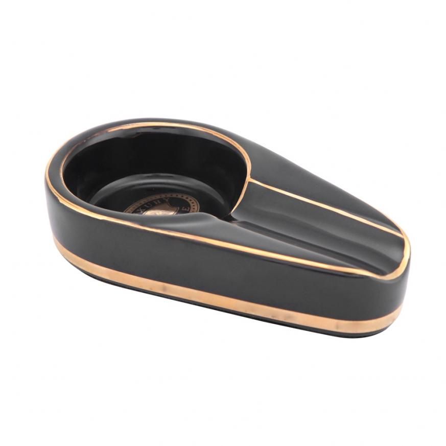 ar Gadgets Ceramic Ashtray Single Holder Round Ash Slot Yellow Bl k ft Box