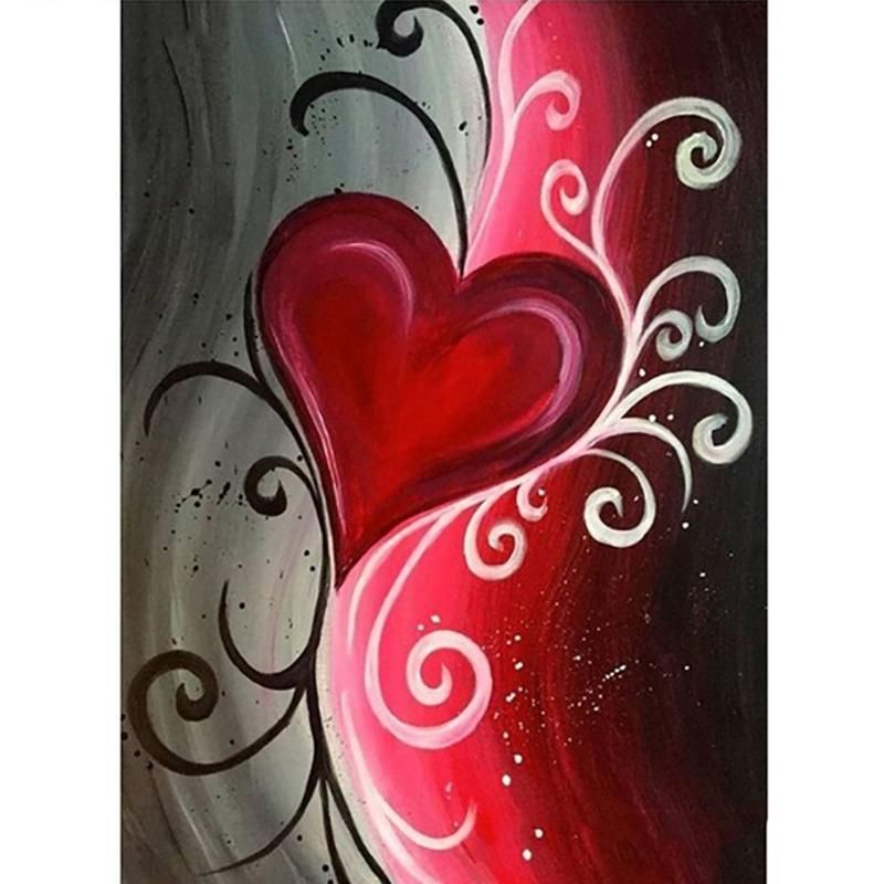 D Diy Diamond Painting Heart Full Round Drill Diamond Embroidery Cartoon Cross Stitch Home Decor Gift