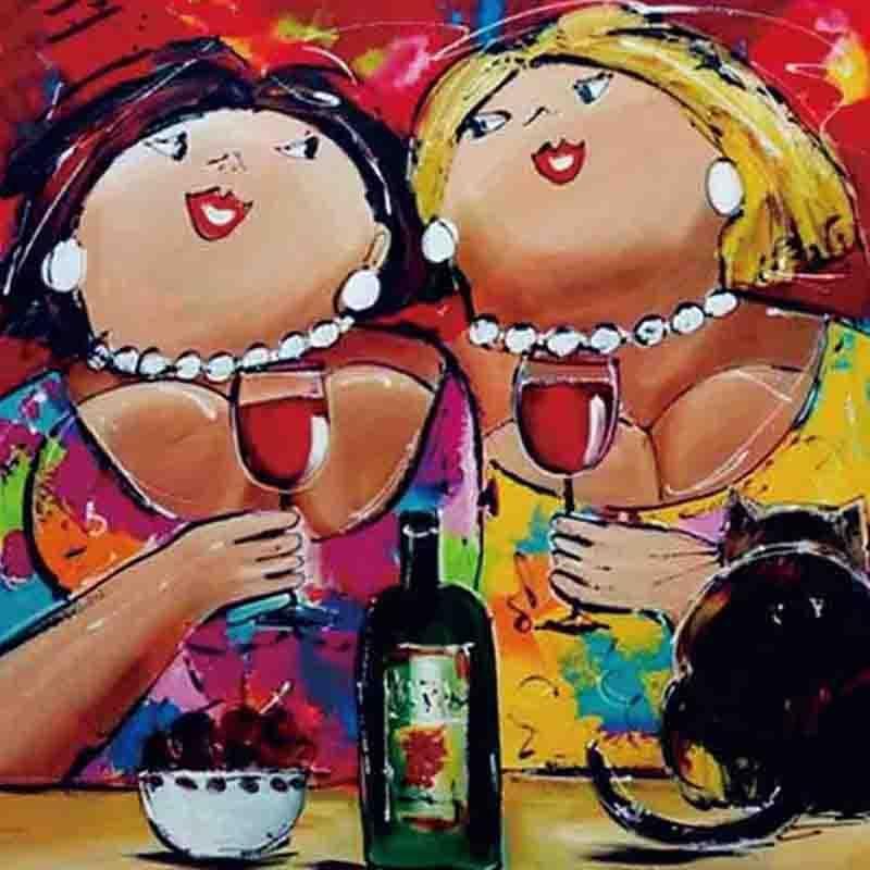 Diy Full Square Diamond Painting Cartoon Fat Lady Woman Combination Handwork Embroidery Cross Stitch