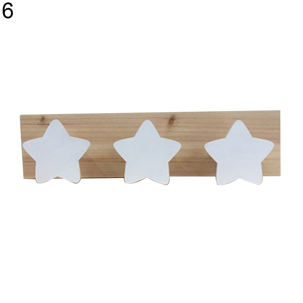 Cute Rabbit Star Car 3 Hooks Wooden Wall-Mounted Hanger Kid\'s Room Decoration