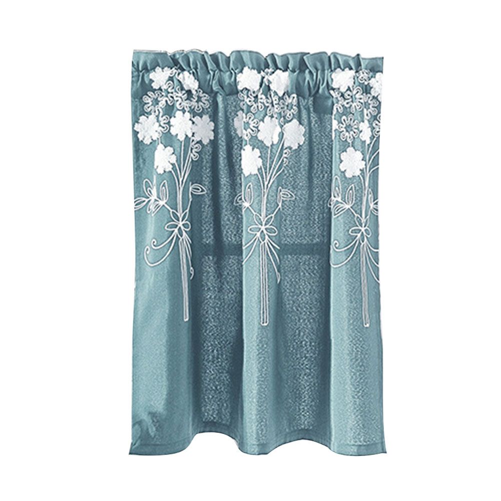 Solid Color Flower Pattern Kitchen Short Curtain Valance Drape Window Home Decor