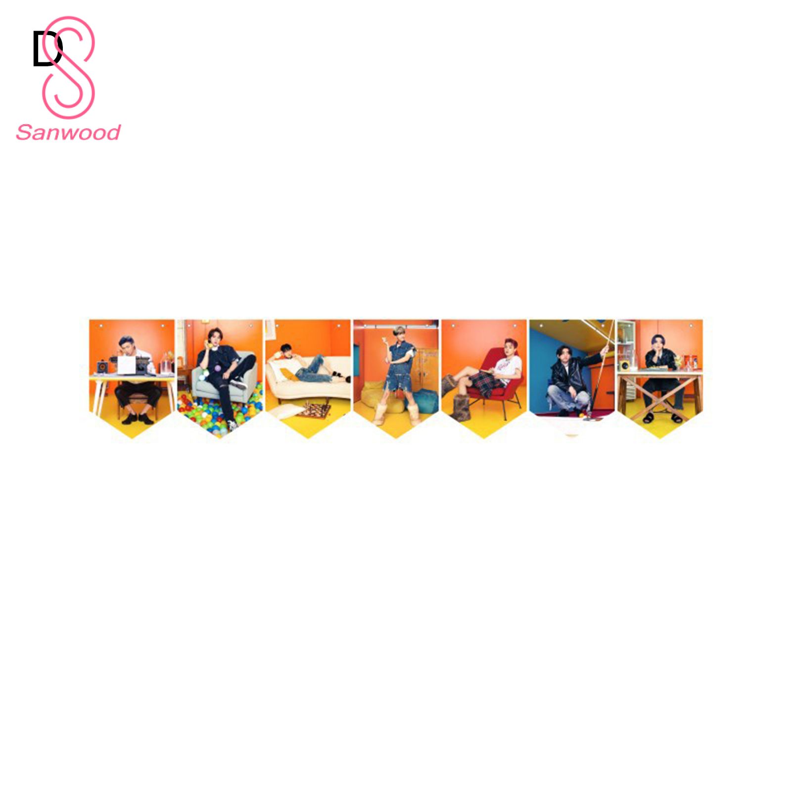 1 Set Decorative Hanging Flag Nice-looking Paper BTS Number Double-sided Star Idols Photo for Home