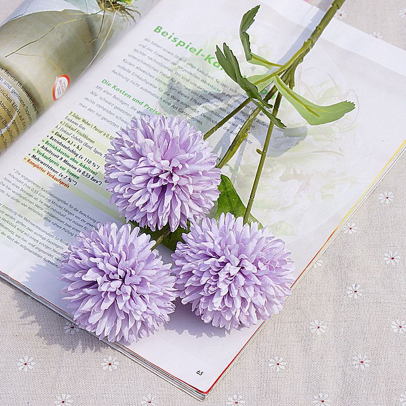 1 bundle 3 heads Ball Silk Carnations bouquet vases for home decor Christmas wedding flowers silk floristics artificial flowers