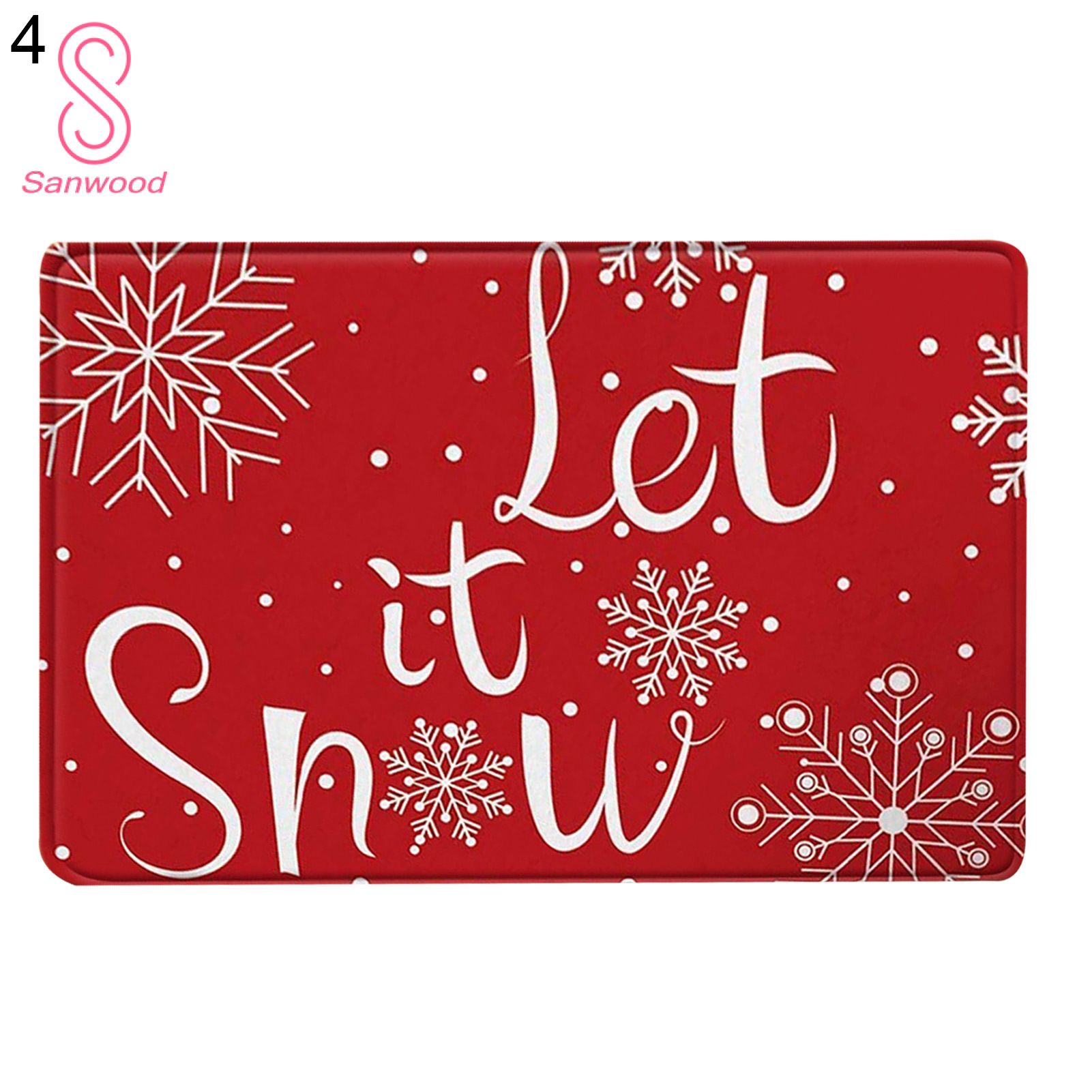 Floor Mat Christmas Theme Pattern Non-Slip Polyester Decorative Entrance Doormat Kitchen Accessories