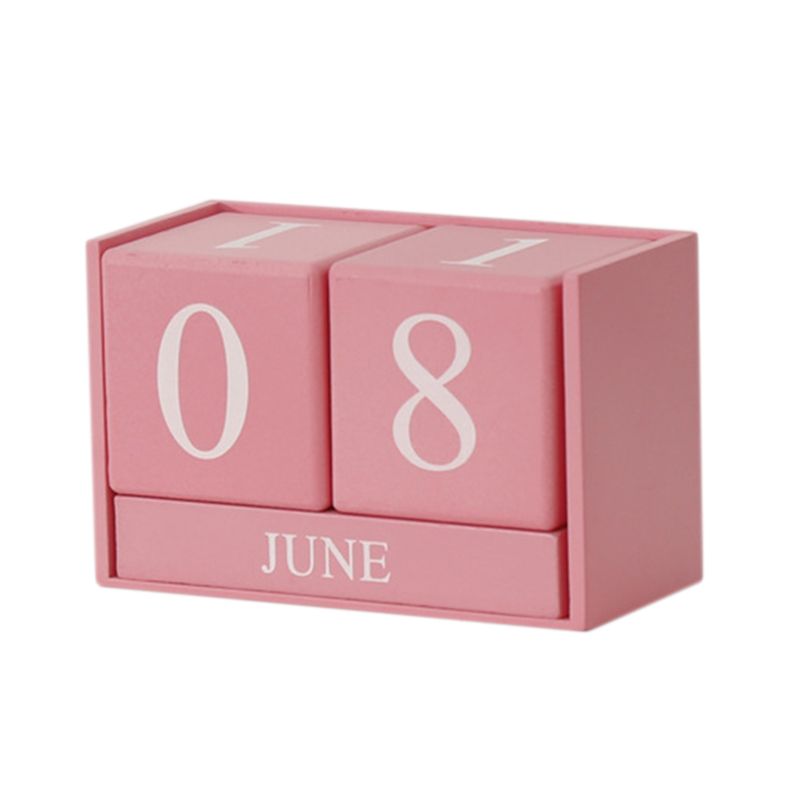 Nordic Wooden Calendar Living Room Decoration Home Decoration Perpetual Calendar Decoration Clothing Store Props Accessories-Pink