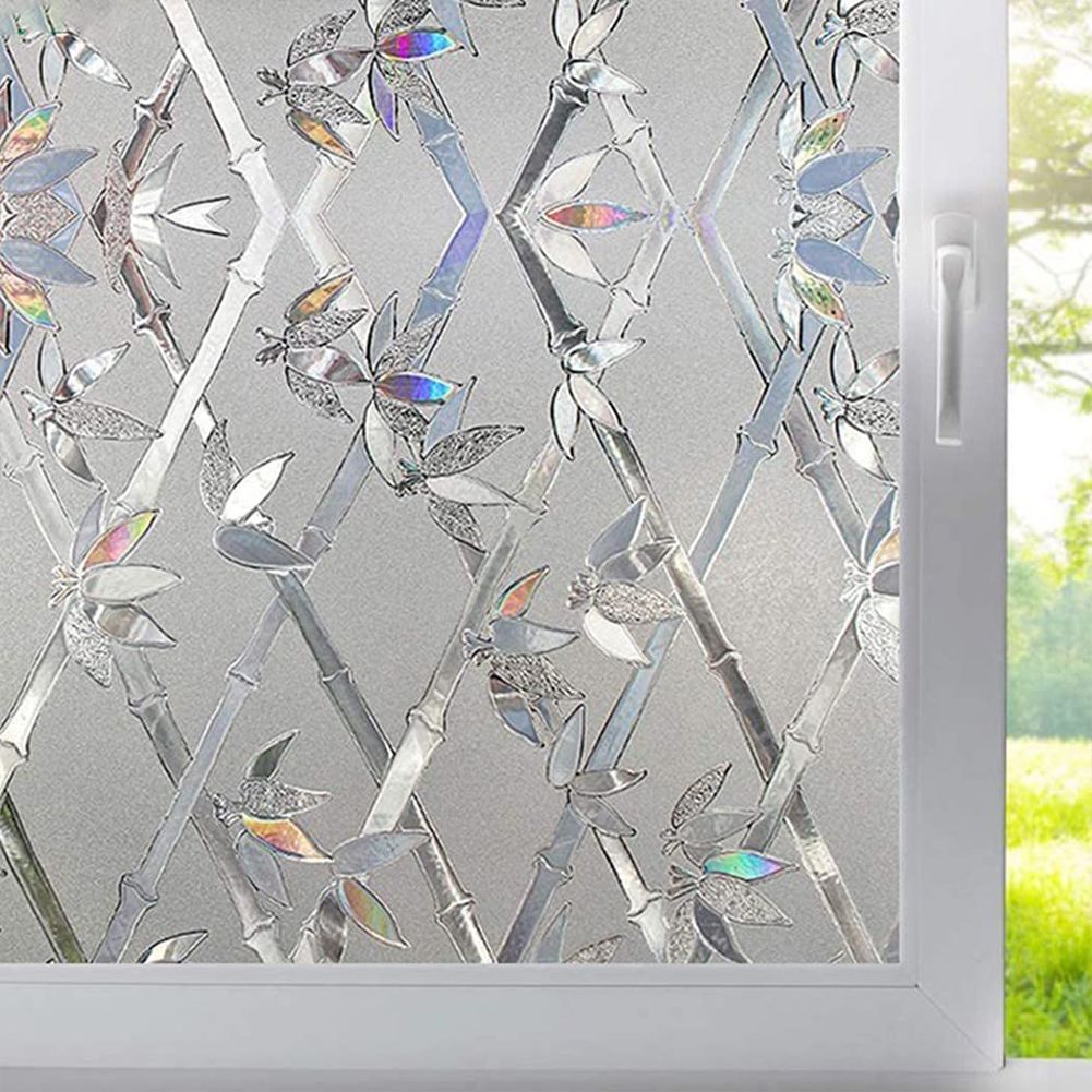 GC Bamboo Pattern Electrostatic Self-adhesive Glass  Film Reusable Translucent Privacy Protective Sticker For Living Room Bedroom Study specifications:30x100cm