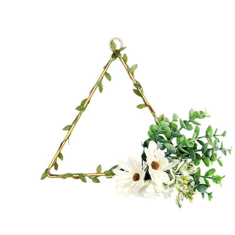 Artificial Floral Hoop Iron Hanging Wreath Garland for Home Office Garden Porch Balcony Wedding Party Wall Window Decor