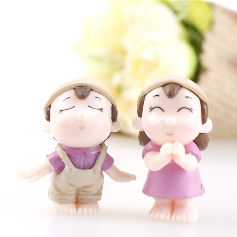 2Pcs Mini ChristCouple Figure Doll DIY Garden Bonsai Decor Ornament Kid Toy Miniature Figurine People Statue Resin Craft