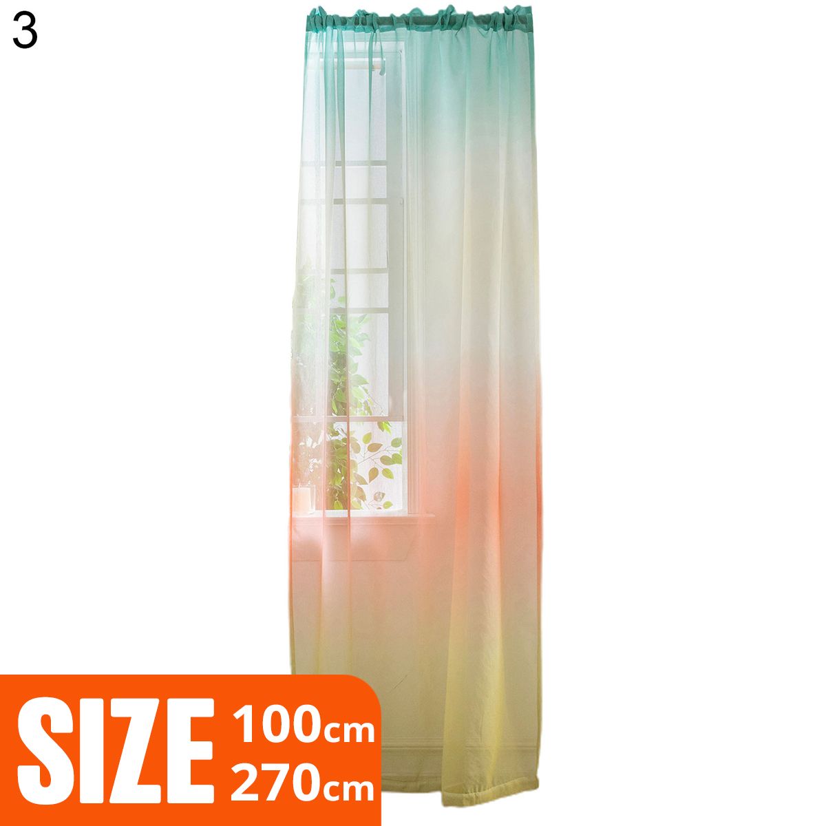 Curtain Rainbow Print Window Ornaments Polyester Long Decorating Sheer Drape for Home