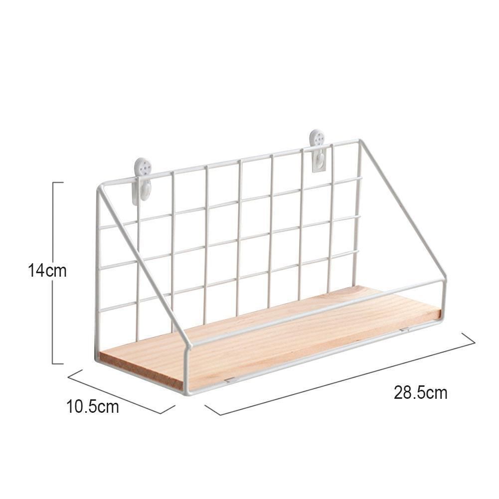 Wooden Iron Art Wall Hanging Storage Rack Home Decor