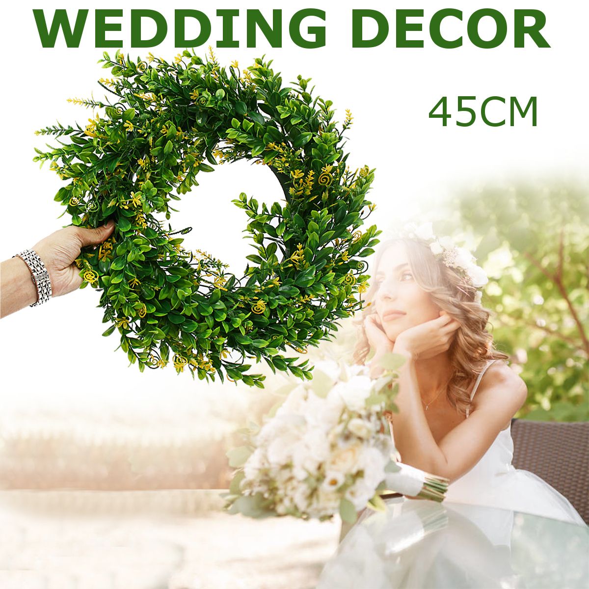 Common Artificial Yellow cherry flower Wreath Flower Wreath Wall Door Wedding Party Home Decor