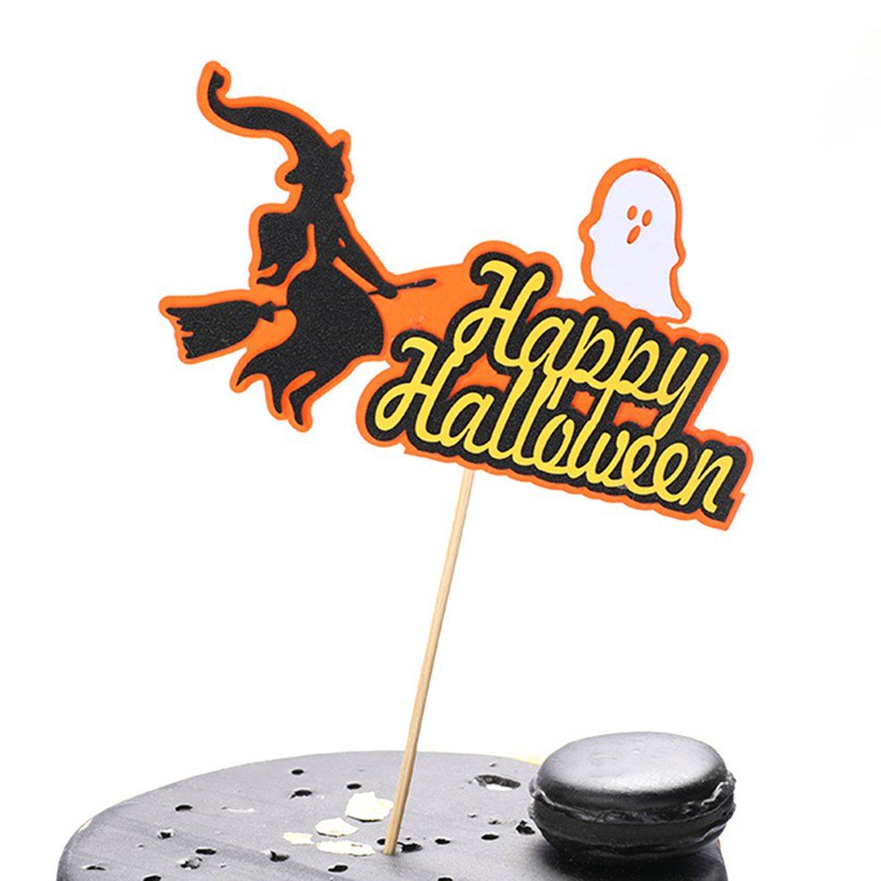 HA DIY Cupcake Baking Decoration Halloween Dessert Decoration Party Supplies-Ghost witch Colorful