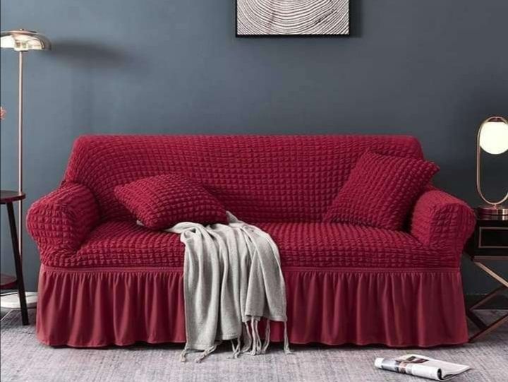 Turkey 3 Sits Red Maroon Color Sofa Cover + 2 Pillow Tarin's Collection