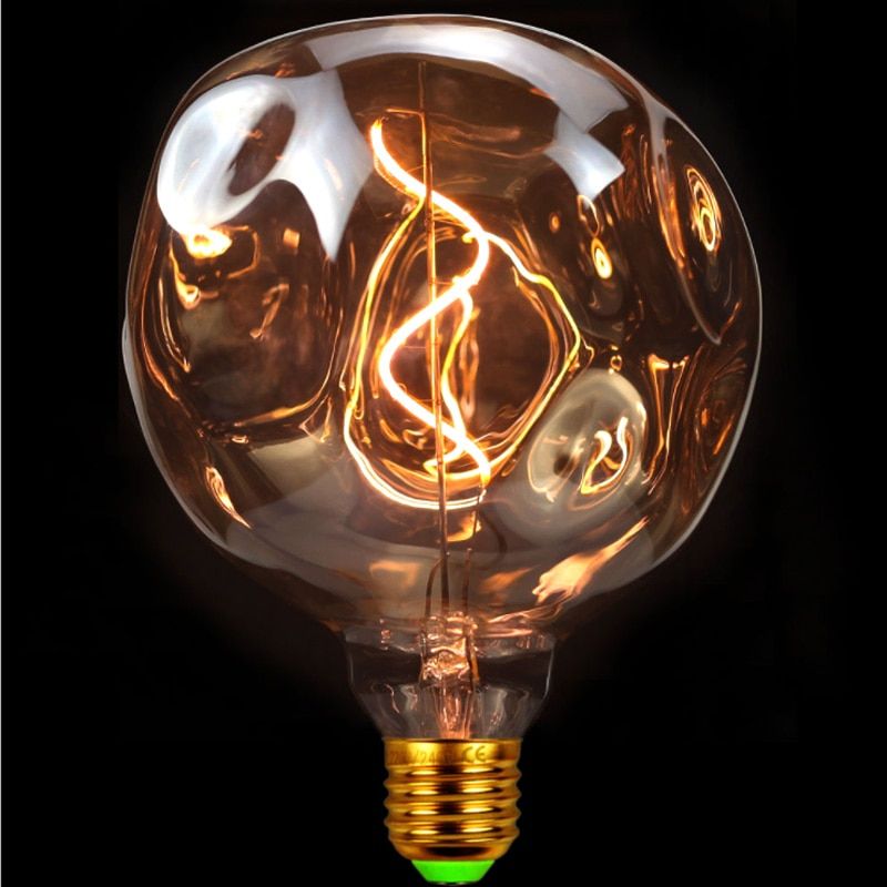 Led Bulbs Vintage Light Bulb G125 Stone Big Globe Bulb 4W Dimmable 220V 110V Led Filament Decorative Edison Bulb
