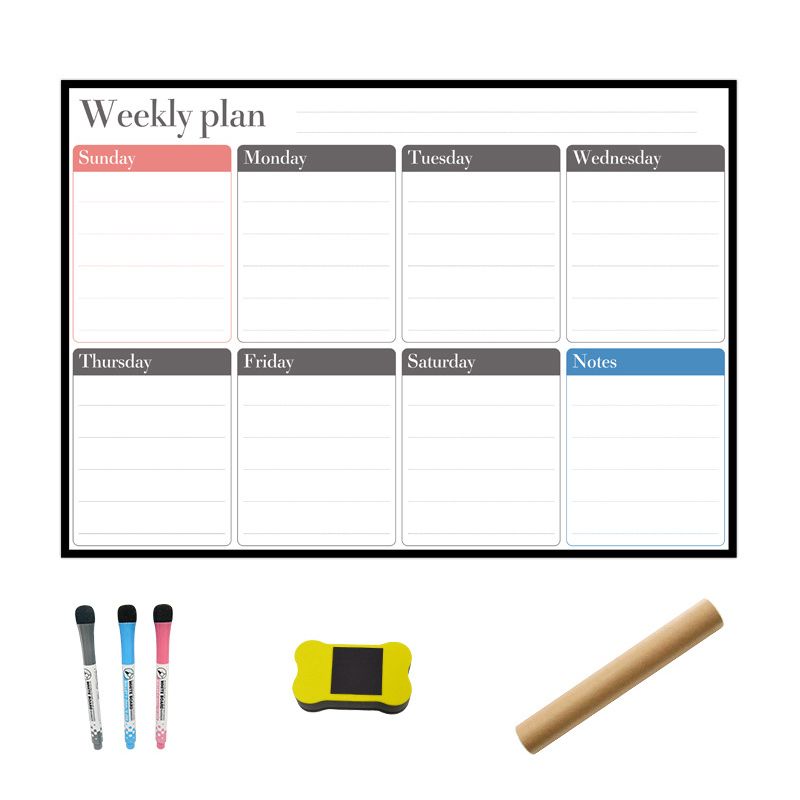 Rewritable Monthly Week Schedule Refrigerator Magnetic Soft Whited Weekly Plan Whited Family Office Writing Memo