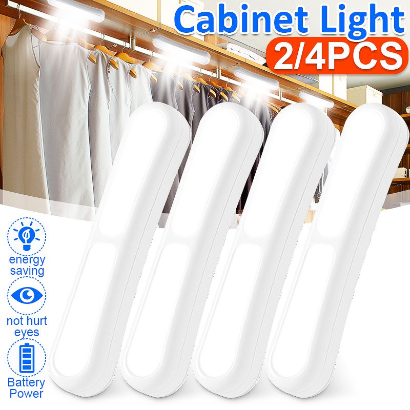 Decor Living [2PCS/4PCS]Wireless Hand Press Closet Lights 4 LED Under Cabinet Lighting, Portable Wardrobe Cupboard Drawer Kitchen Stairs Step Light Bar, Night Dome Light,White