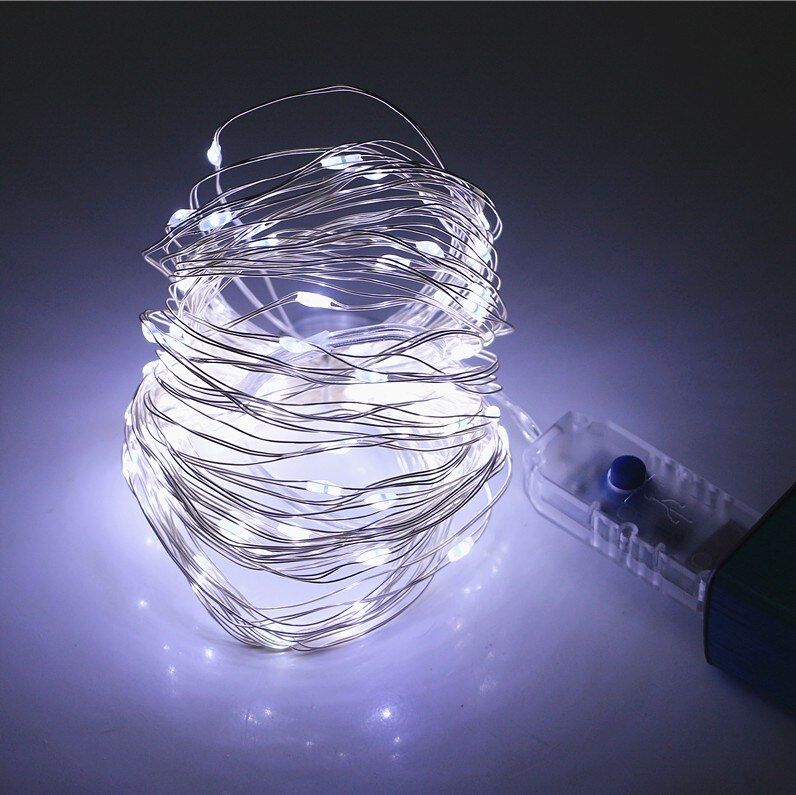 50/100/200 LED Copper Wire String Lights USB Plug-In Fairy Lights With Remote 8 Modes Lights Waterproof Remote Control Timer--White--5M 50LED