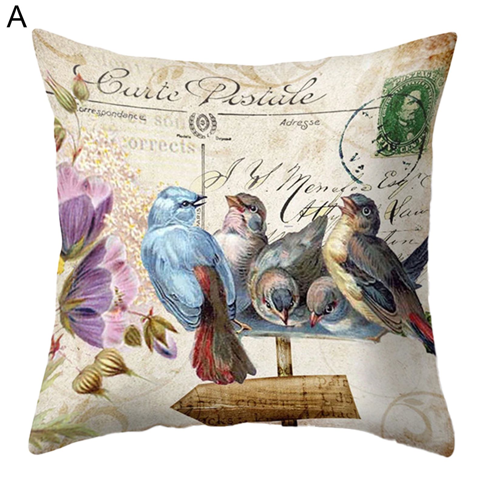 Pillow Cover Wrinkle Resistant Removable Polyester Floral Printed Throw Pillow Case for Sofa
