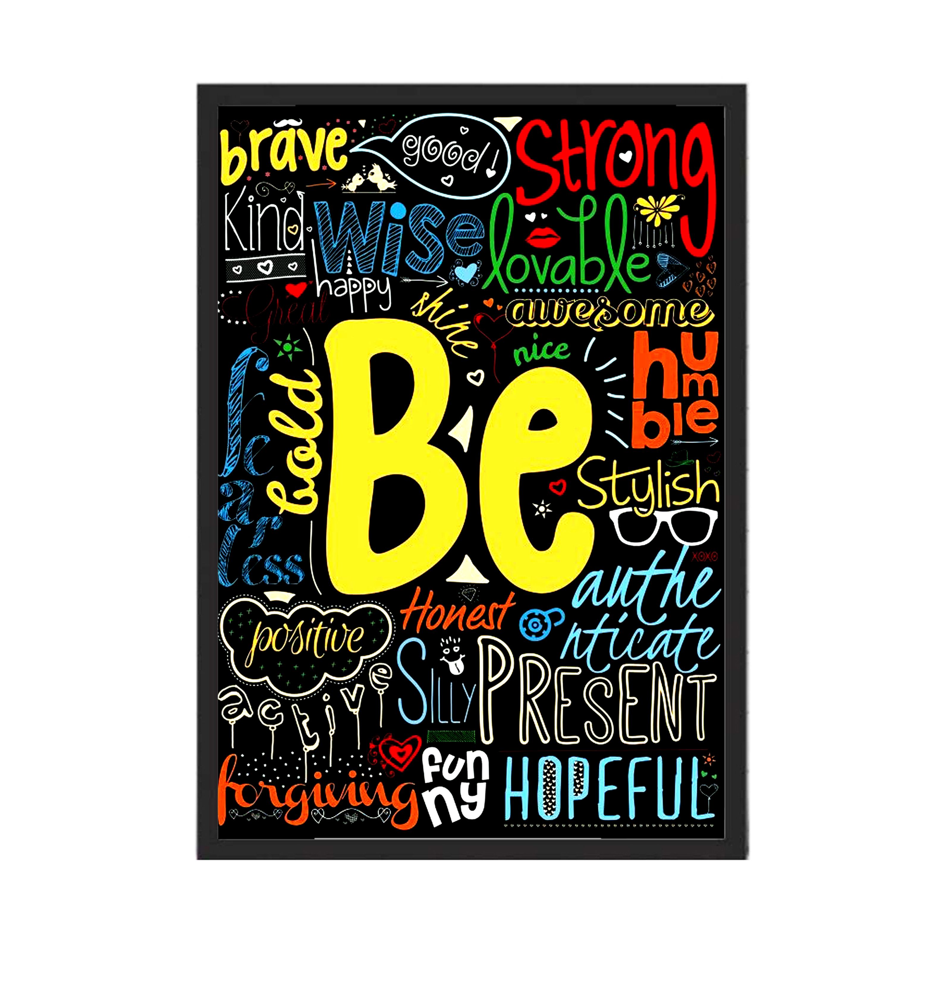 Be positive poster with wall frame