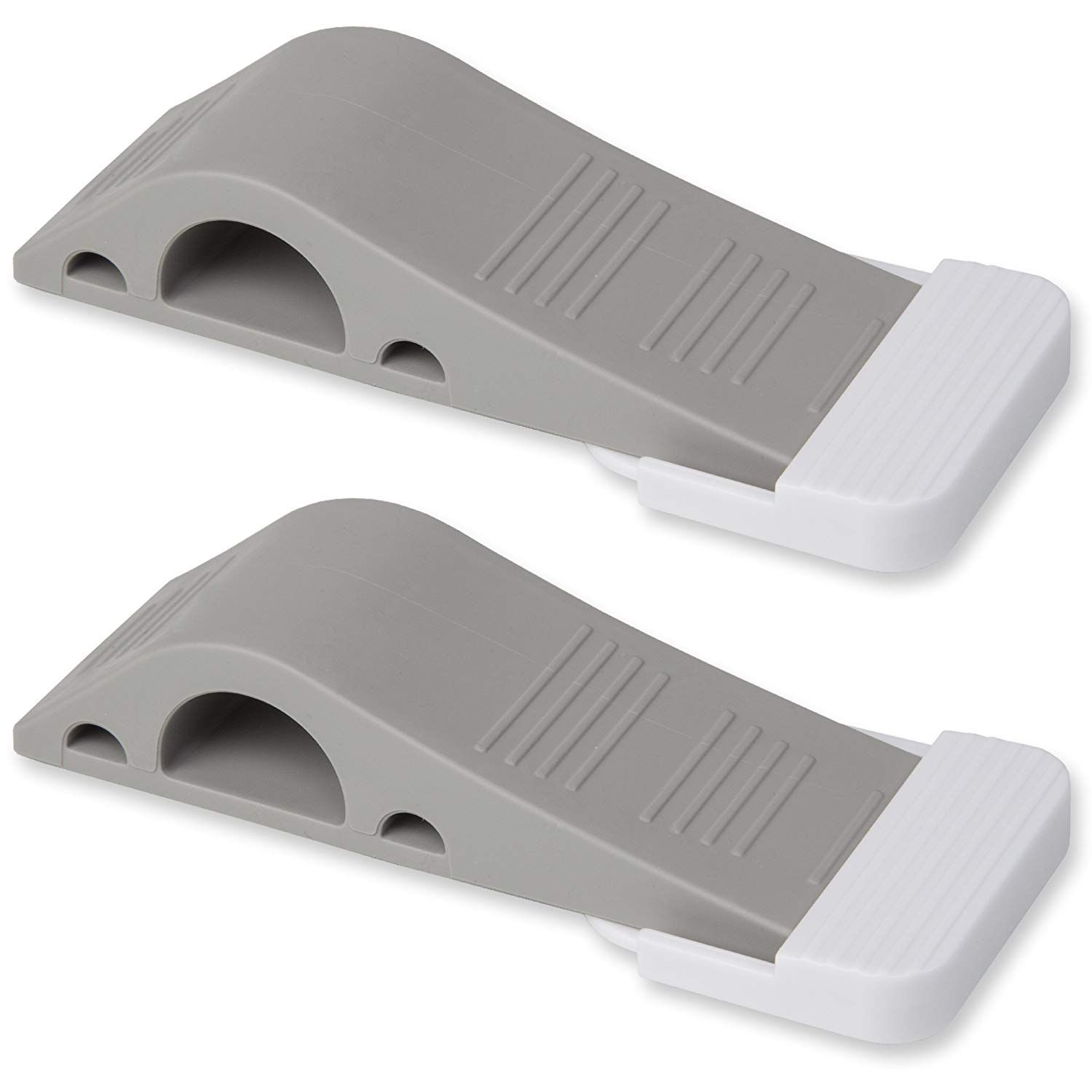 Durable Door Stopper 2 Pack Set Premium Heavy Duty Door Stop Rubber Wedge with Decorative Storage Holder-Perfect Doorstop for Draft Stopping&more The  (gray)