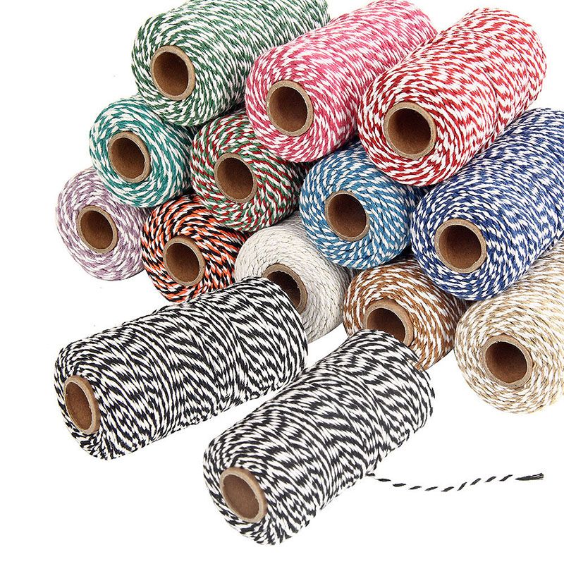 1pc/pack Two Color Cotton Rope Hand Woven DIY Two Color Layer Rope Black Tag Thin Cotton Rope 2mmX100m Rice Dumpling Rope Decoration Home Products