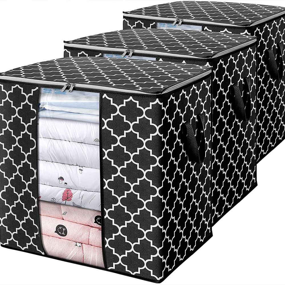 GC Foldable Storage  Container Quilt Bag Closet Storage Box Dustproof Organizer color:Gray specification:52*37*52cm