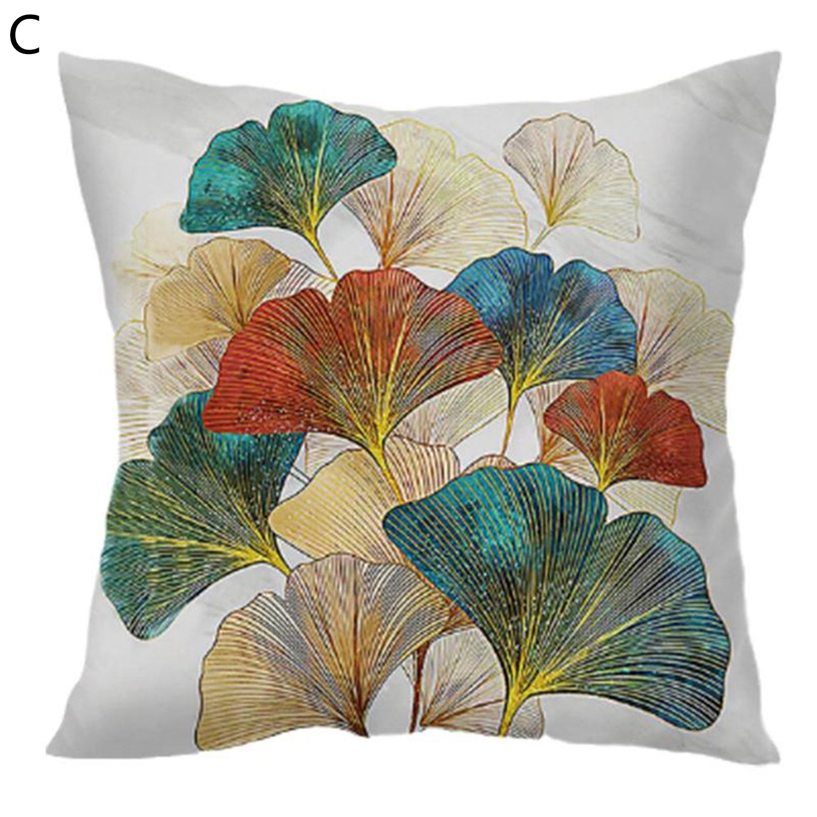 Cushion Slipcover Wrinkle Resistant Leaves Printed Cushion Throw Case