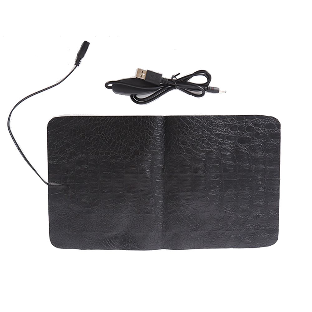GC 2 Pcs/set Leather Pets  Heating  Pad Usb 3 Heat Settings Adjustable Temperature Waterproof Scratch-resistant Heating Insulation Warm Pad color:1522 Black