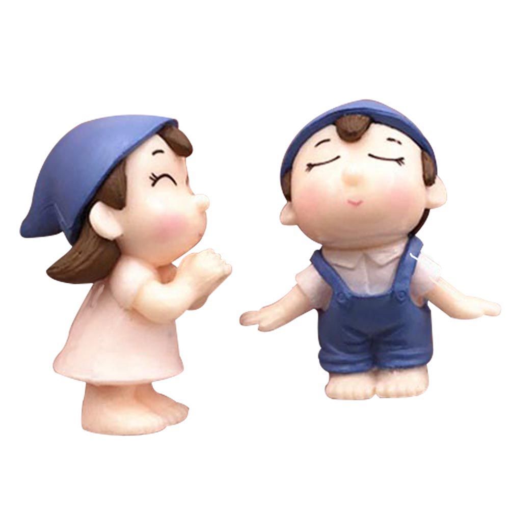 2Pcs Cute Lovers Boy Girl Miniature Landscape Garden Bonsai Dollhouse Decoration