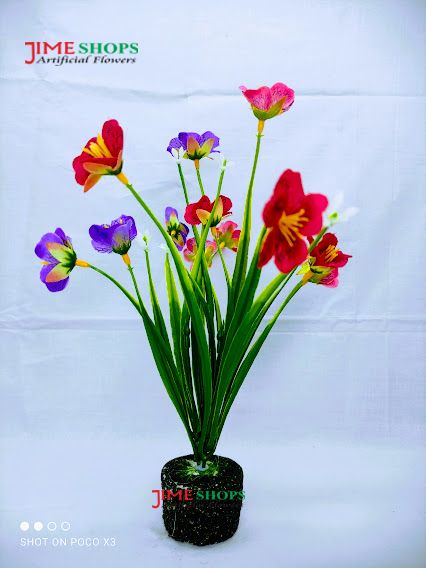 Artificial Mix Wild Flower In Iron Tob --11 Inc For Home Or Office Decoration -  Home Decoration Item - Home Decoration Item - Home Decoration Item