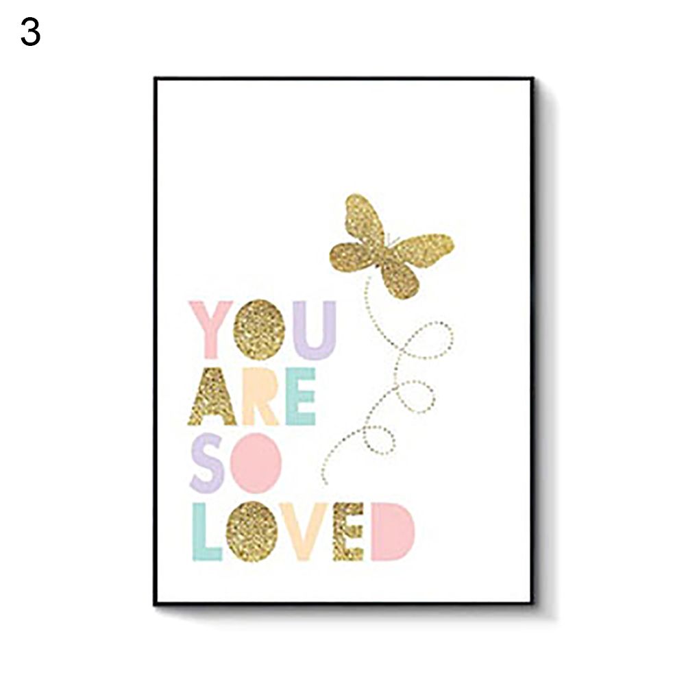 Cute  Rabbit Letters Canvas Painting Kid's Room Posters Wall Art Decor