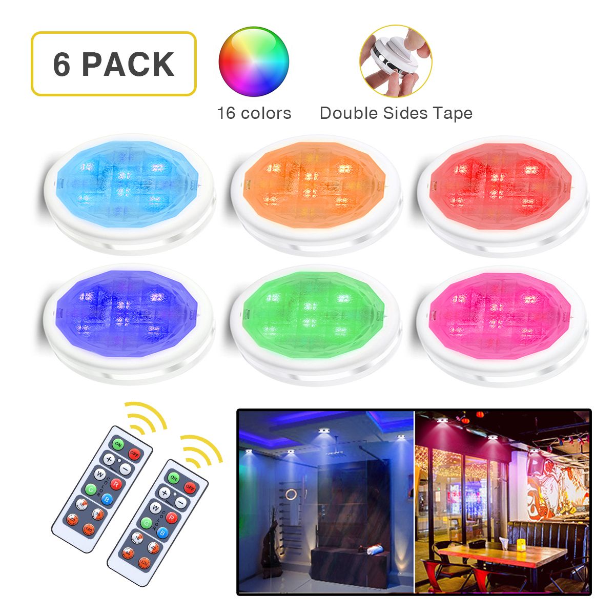 Common Elfeland 6 PCS Remote Control Wireless LED Light Power Timer Closet Cabinet Lamp