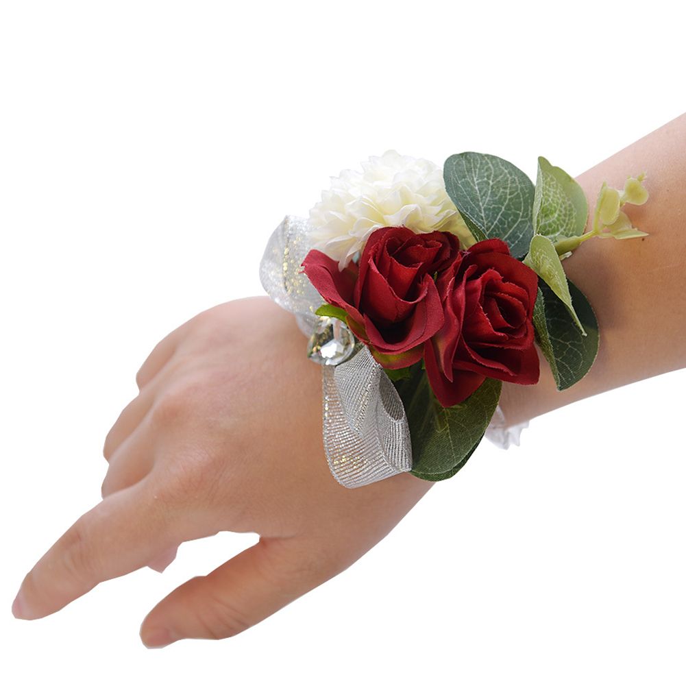 Yfashion Wrist  Corsage Decorative Artificial Flowers Wedding Oranment Supplies color:Classic color