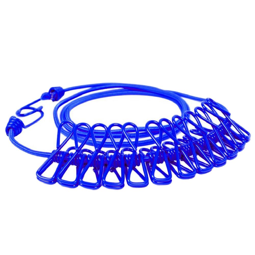 180cm Elastic Outdoor Clothesline Pants Laundry Drying Hanger Rope with 12 Clips
