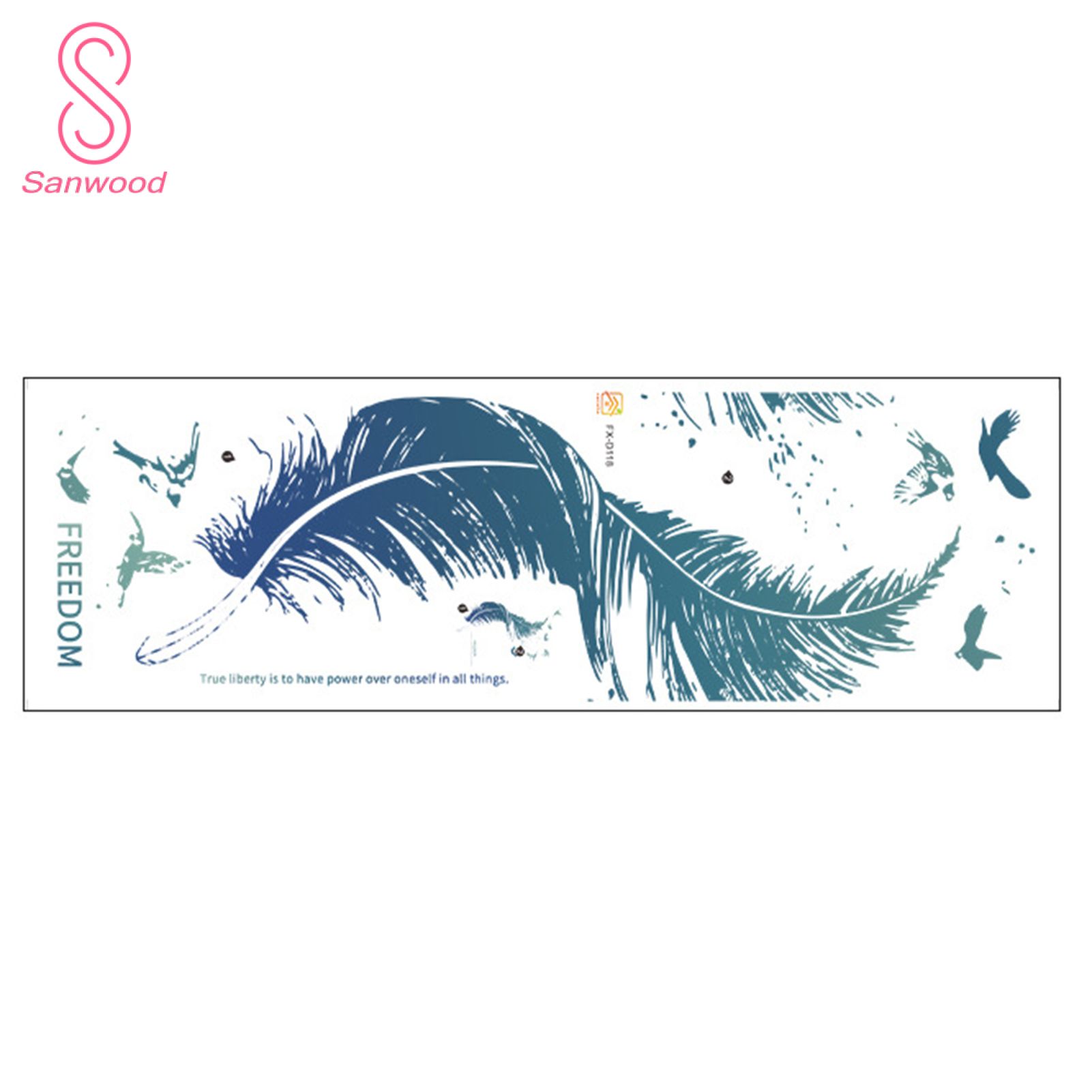 Decorative Sticker Exquisite PVC Detachable Blue Feather Wall Paper