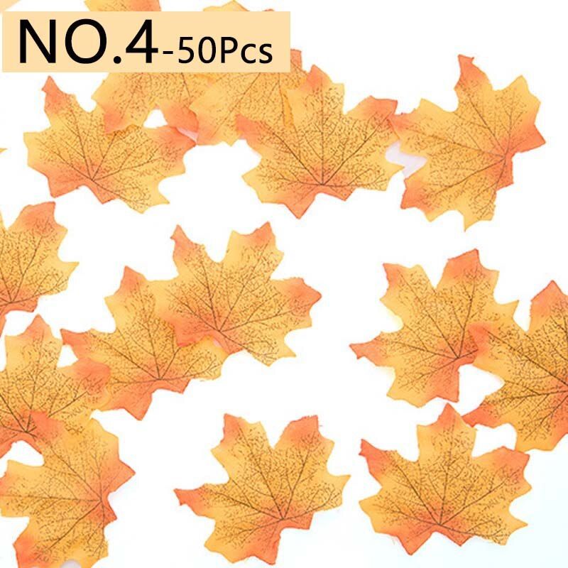 50 Pcs 8 Cm Mixed Colored Silk Maple Leaves For Autumn Home Decor Artificial Maple Leaves Flowers For Party Scrapbooking Making