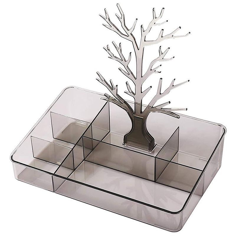 Clear Makeup Organizer Tray, 6 Spaces Cosmetic Display Case Storage Box for Lipstick, Makeup Brushes