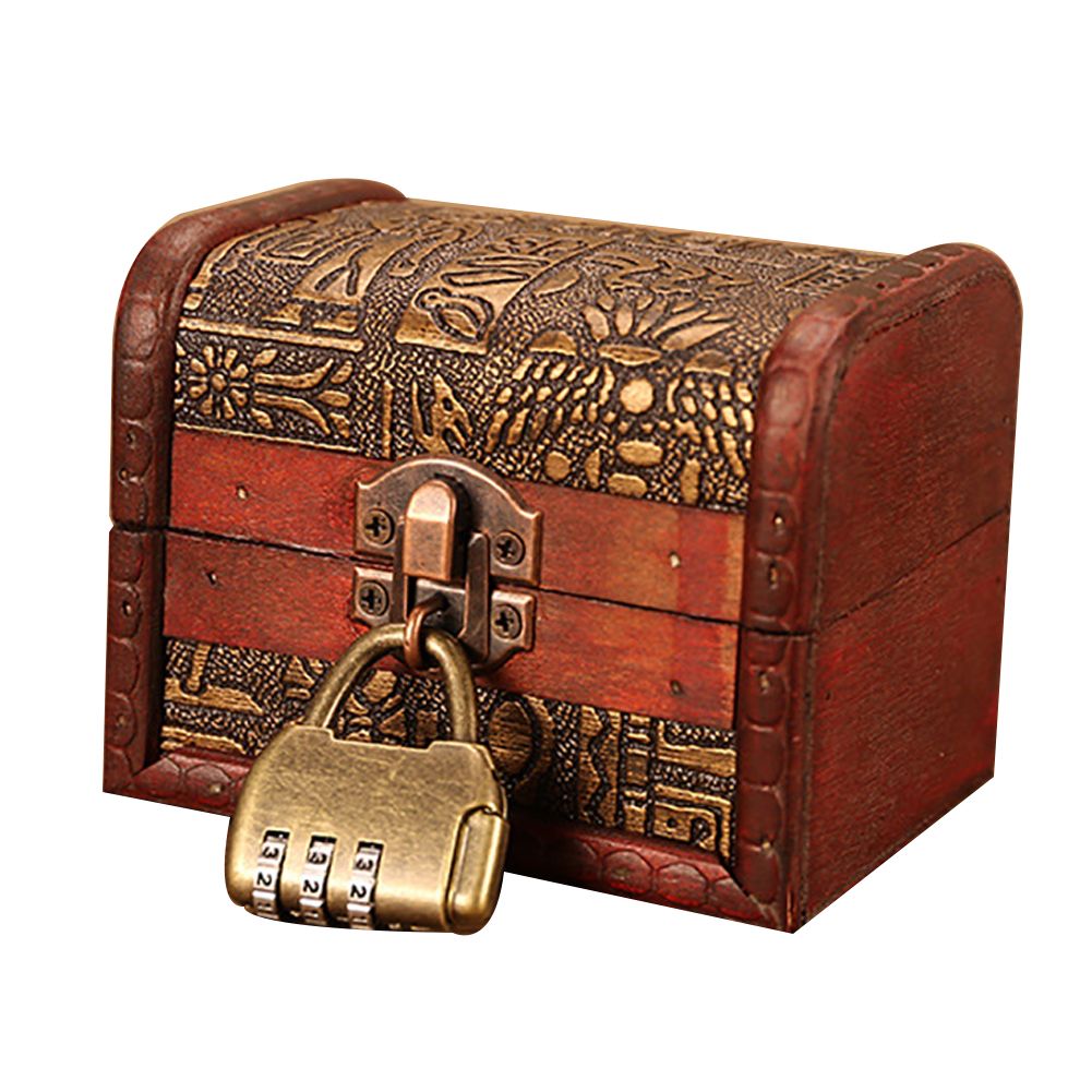 Vintage Engd Jewelry Storage Box Treasure Holder Organizer Case with Lock