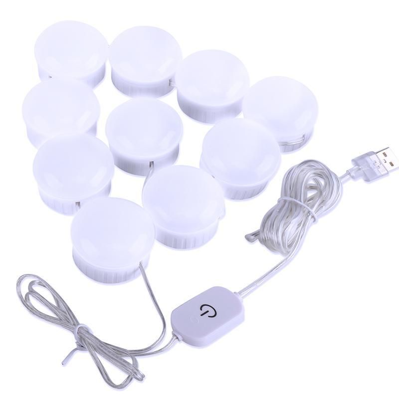 USB 12V Dimmable LED Makeup Lamp Wall Lights 10 Bulb Kit For Dressing Table Stepless Dimmable Vanity Mirror Light